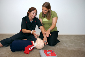 Instructor demonstrating CPR
