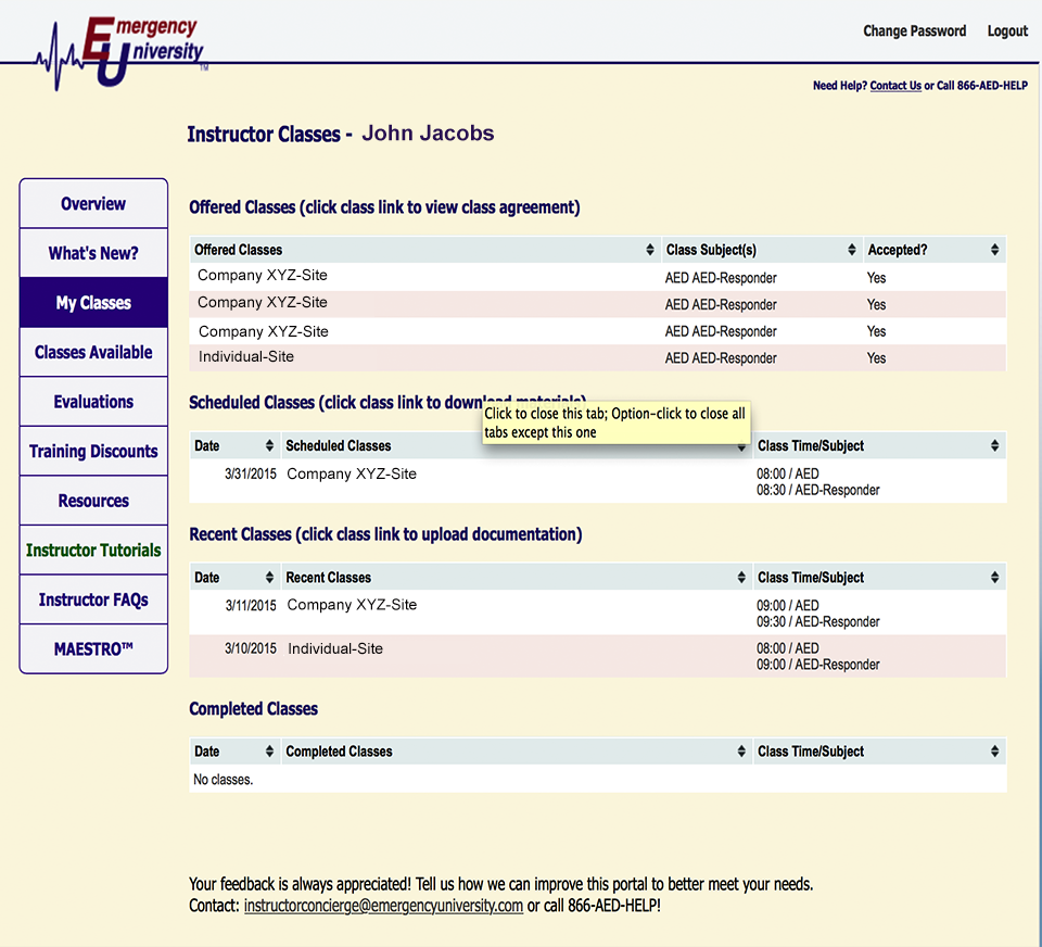 Class Management Portal